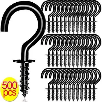 50/500 шт., винтовые крючки, потолочные крючки, многофункциональные, прочные, настенные, пластиковые, для крепления на стену, вкручивающиеся, держатели для растений 50PCS серебряный