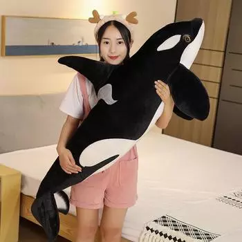 50/75 см имитация касатки плюшевые игрушки плюшевая кукла Orcinus Orca Fish акула мультфильм мягкая подушка для сна дети девочки ребенок подарок 50cm чёрный