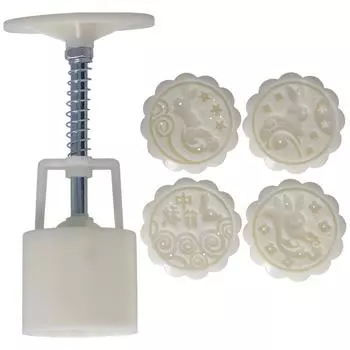 50 г HandPress Mooncake Mold Десерт Печенье Форма Инструмент Для Выпечки с 4 Круглыми Штампами для Кухни(Милый