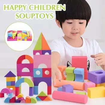 50 Pieces EVA Foam Bright Colored Building Set Educational Toys for Kids