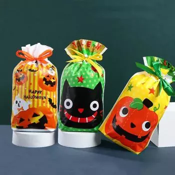 50 шт. 15x23 см Тыквенные ленточные мешочки на завязках Конфеты Снежинки Выпечка Подарочная упаковка для вечеринки на Хэллоуин 15x23cm