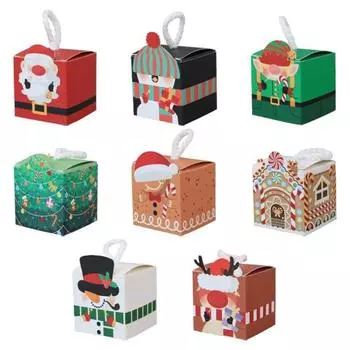50 шт. элегантные рождественские подарочные коробки бумажная коробка шоколадные конфеты мешок для украшения дома и обмена подарками Backage Box