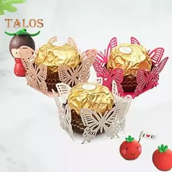 50 шт. коробка для конфет, простая в использовании, широкое применение, бумага, прочная форма бабочки, контейнер для шоколадного печенья, бумажная коробка, поставка для вечеринок белый