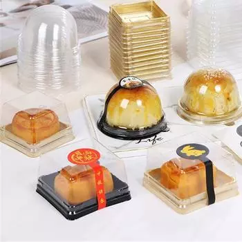 50 шт./лот 50/80/100 г Пластиковые квадратные круглые коробки для упаковки лунных пряников Яичный желток Выпечка Запеченный десерт Подарочная коробка other