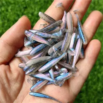 50 шт. микро мягкие рыболовные приманки T-tail Worm Lure маленькие искусственные приманки джиг воблеры снасти для ловли окуня и щуки