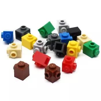 50 шт. модифицированных кирпичей Moc 1x1 с выступами на 2 смежных сторонах 26604 DIY Enlighten строительные блоки кирпичи наборы совместимые сборки