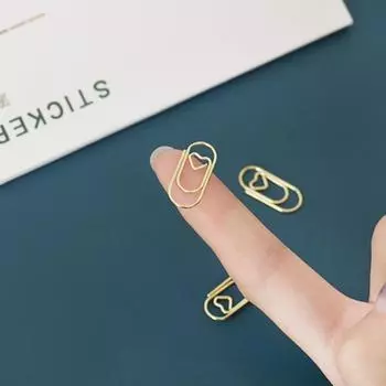 50 шт./пакет, металлические мини-сердечки, розовое золото, скрепки для бумаг, планировщик-закладки, школьные канцелярские принадлежности золотой