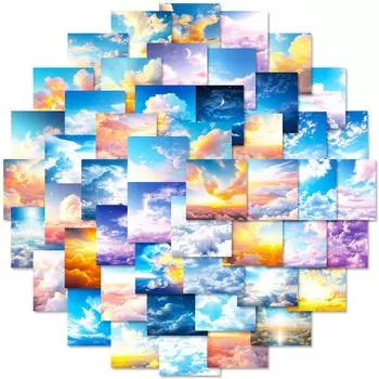 50 Stickers Fantasy Sky Clouds Landscape Daily Decoration Stickers Guka Waterproof Stickers