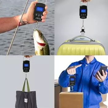 50Kg/10G Portable Lcd Electronic Hand Scale Fishing Travel Luggage Hanging Scale With 100Cm Long Retractable Measuring Tape