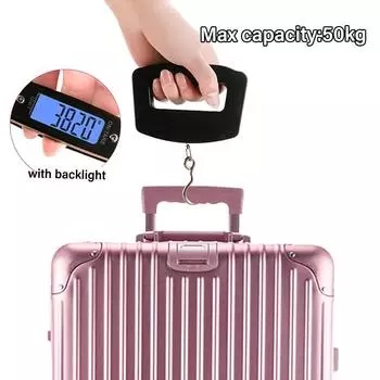 50kg Digital Hanging Scale Portable Luggage Scale with Hook LCD Electronic Weight Balance Backlight Digital Display Scale 50Kg