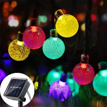 50LEDs Solar String Lights Outdoor LED Solar Bubble Ball Light 8 Modes Lamp For Garden Party Christmas Decor Holiday Lighting 7M-50LEDs