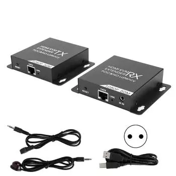 50M HDMI KVM Extender High Definition Support for POC Single End Power Supply 100240VEU EU Plug