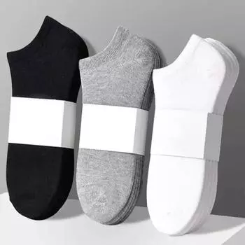 50Pairs Socks Men s Short Socks Sweat-absorbent Short Summer Thin Low-top Shallow Invisible with Black White and Grey Boat Socks 10Pairs белый