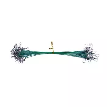 50Pcs 15cm/20cm/25cm High Strength Fishing Wire Leaders Heavy Duty Fishing Stainless Wire Leaders with Swivels and Snaps A зелёный
