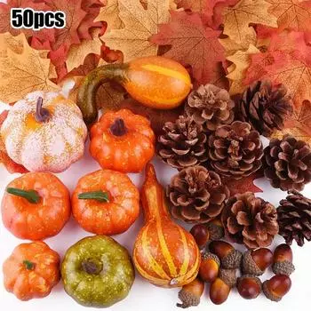 50Pcs Artificial Pumpkin Halloween Autumn Fall Wreath Decorations Mini For Home Wedding Party Christmas Thanksgiving Ornaments