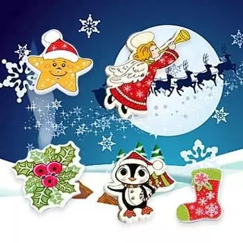 50Pcs/Bag 2-Holes Cartoon Buckle Mix Christmas Star Candles Santa Sock Craft Sewing DIY Materials Buttons