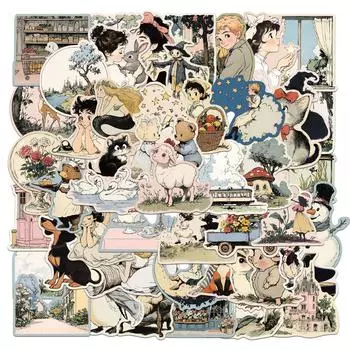 50PCS Comic World Sticker Graffiti Aesthetic Reading Laptop Luggage Scrapbooking Decals Waterproof Luggage Phone Stickers