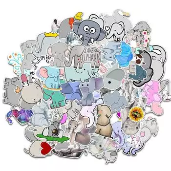 50pcs/ много водонепроницаемый милый слон наклейка Мультфильм животных наклейки для DIY автомобиль ноутбук телефон чемодан Декаль Дети Подарок