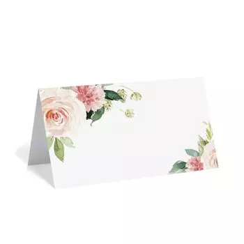 50pcs Paper Seating Place Cards Writable Tented Name Card Floral Table Place Cards Banquet Tables Style 1