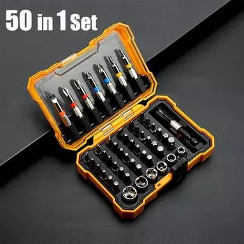 Набор из 50 отверток, магнитные шестигранные биты Torx с чехлом для хранения, адаптер для электрической отвертки для домашнего ремонта