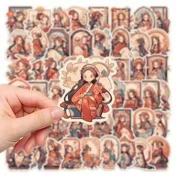 50Pcs/Set Cartoon Kimono Girls Skateboard Self-Adhesive Waterproof Phone Pvc Removable Sticker Cover Luggage Laptop Scrapbook Decal