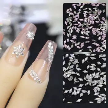 50Pcs Sparkle Aurora Mini Rhinestone Transparent Nail Charms Flat Bottom Zircon Nail Art Wear Nail Accessories Crystal Butterfly Nail Charm Decoration белый