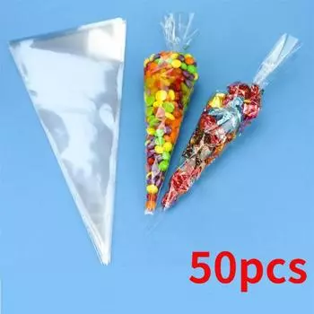 50шт прозрачные пакеты в форме конуса