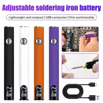510 Thread Mini Soldering Iron Kit 3 Gear Регулируемое напряжение 650mAh Battery Cart Pen Smart Power Pen Набор сварочных инструментов Pen чёрный