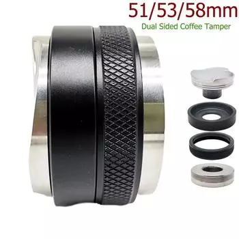 51/53/58mm Coffee Distributor & Tamper, Dual Head Coffee Leveler Fits, Adjustable Depth- Professional Espresso Hand Tampers 51mm