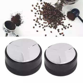 51/58mm Coffee Tamper, Coffee Distributor Adjustable Portable Rust Resistant Black Paddle Coffee Distributor Powder Press