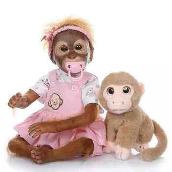 52 см, ручная работа, детальная краска, Reborn Baby Monkey, новорожденный ребенок, коллекционное искусство розовый