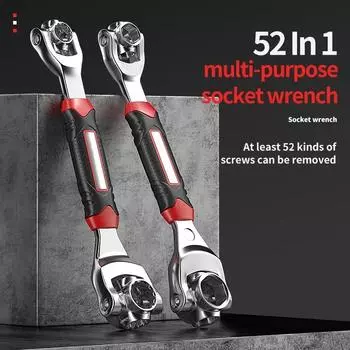 52 в 1 Tiger Wrench Socket Works Универсальный трещотка Шлицевые болты Вращение рукава Ручные инструменты 360 градусов Многоцелевые инструменты nonmagnetic-1pc