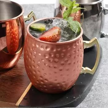 530ml Cocktail Wine Mugs Hammered Copper Stainless Steel Cocktail Cup Beer Glasses Beer Mug Drinking Mug for Water Cold Drinks 301-400ml