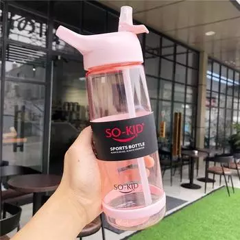 550ml/800ml/1000ml Sports Water Bottle With Straw Portable Sport Fitness Bottles Cute Kids Baby Drinkware Waterbottle 550ml синий