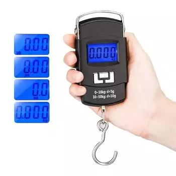 55 кг/10 г Электронные цифровые весы Портативные двойные точные подвесные крюки Цифровые весы Мини карманные весы Кухонные гаджеты чёрный