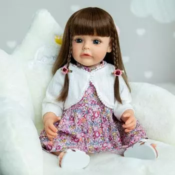 55 см силиконовые куклы Reborn всего тела Suesue Реалистичная имитация куклы младенца с наклеенными прямыми волосами Реалистичные куклы Rebirth для детей от 3 лет 55cm