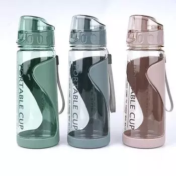 570 мл Пластиковые бутылки для воды Kawaii, не содержащие BPA, для занятий спортом на открытом воздухе, кружка для воды, студенческая портативная бутылка с ручкой, посуда для питья 570ml