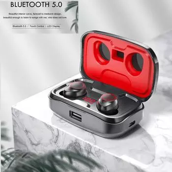 5,0 Bluetooth 9D стерео наушники беспроводные наушники IPX7 водонепроницаемые наушники спортивные наушники гарнитуры с микрофоном красный