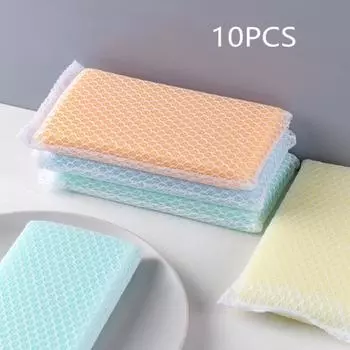 5/10 Pcs Dish Sponge Non Stick Scouring Pad Cleaning Supplies Resilient Net Foaming Easily For Pan Bowl Sponges Scouring 10PCS