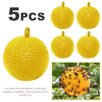 5-10pcs Hanging Fly Trap Ball Fruit Fly Catcher Sticky Fly Trap Outdoor Disposable Wasp Bee Insect Trap Pest Control Catcher Bug