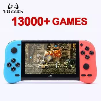 5,1-дюймовая портативная игровая консоль с поддержкой ТВ-выхода X50, ретро-портативная игровая консоль, игровой плеер, 13000 игр, подарок для ребенка