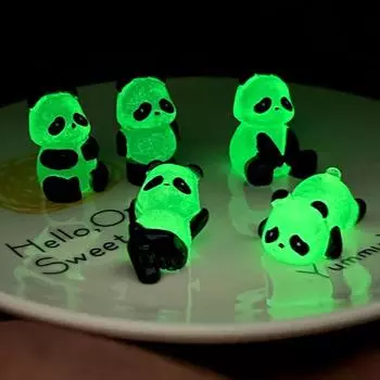 5/1Pcs Glowing Panda Mini Figurines Miniature Panda Micro Landscape Ornament Glowing in Dark Miniature Flower Potted Decor