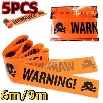 5/1PCS Halloween Props Window Prop Warning line Plastic Skull Head Warning Tape Signs Halloween Decoration Witch Balloons lot 1pcs