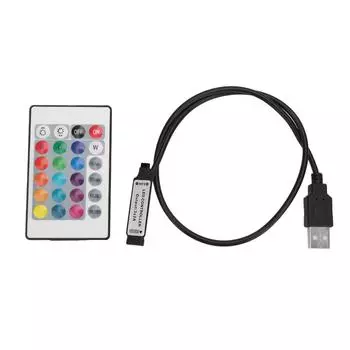 -24 В 24-клавишная светодиодная лента RGB с беспроводным пультом дистанционного управления USB 6A, ИК-контроллер с эффектом лампы 0.5m