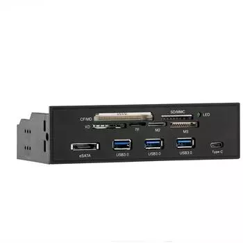 5,25-дюймовая передняя панель ПК с USB 3.0-хабом, USB 3.1 кардридером и портом eSATA