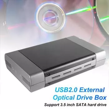 5,25-дюймовый USB 2.0 SATA Внешний оптический привод Корпус Адаптер для ПК EU Plug чёрный