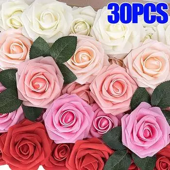 5/30 шт. искусственный цветок ПЭ пена роза букет невесты цветок свадебная вечеринка украшение стола для дома товары для Дня святого Валентина своими руками 5PCS