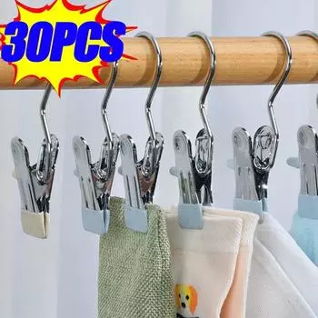 5-30 шт. прищепки из нержавеющей стали для белья, крючок для одежды, портативный зажим для подвешивания одежды, органайзер для одежды, вешалка