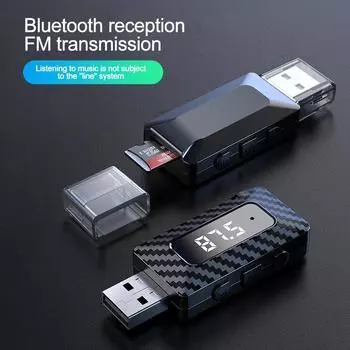 5.3 Мини 3 в 1 USB Автомобильный Bluetooth передатчик приемник со светодиодным дисплеем Handsfree Call Car Kit Авто Беспроводное аудио для FM-радио чёрный