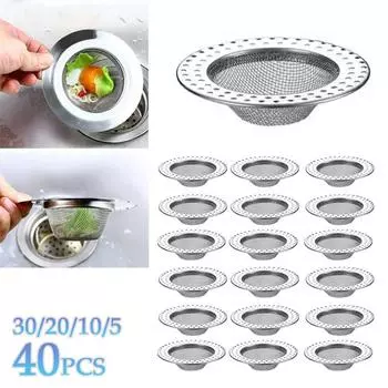 5-40PCS Bathroom Floor Drain Cover Sewer Stainless Steel Filter Screen Toilet Anti Universal Floor Plug Hair Anti Block Device